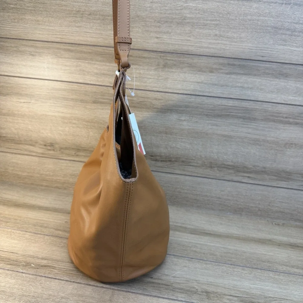 Viola Castellani Hobo Shoulder Bag Soft Italian‎ Leather Pouch Tan Brown